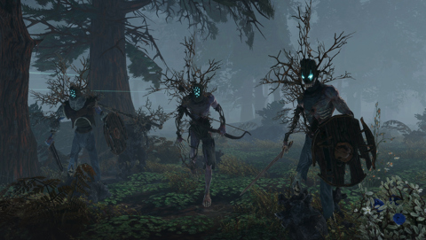 Screenshot of three Draugrs armed with bows, swords and shields